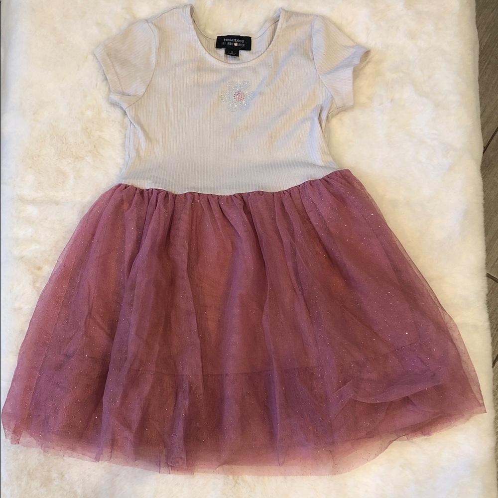 Beautiees by Amy Byers White Bodice Pink Tulle Layered Dress Girls Size 6
